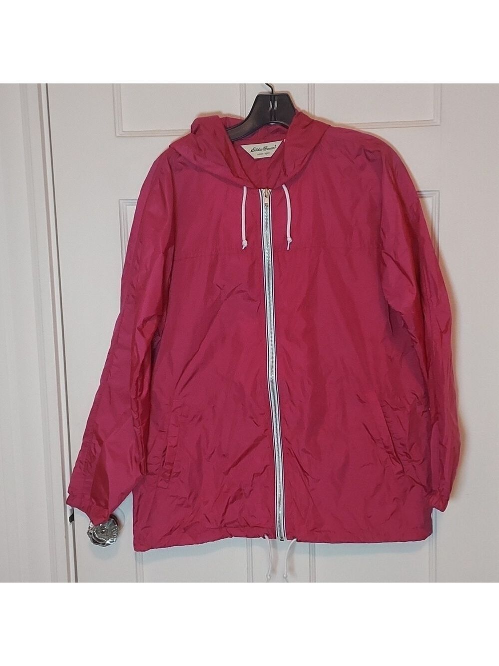 Eddie Bauer Men's Full Zip Hooded Windbreaker Vented Jacket In Pink